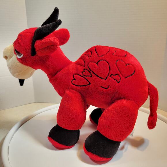 Goat Plushy Plush Red Devil Hearts 12" Stuffed Animal Valentine Russ Berrie - Picture 9 of 13